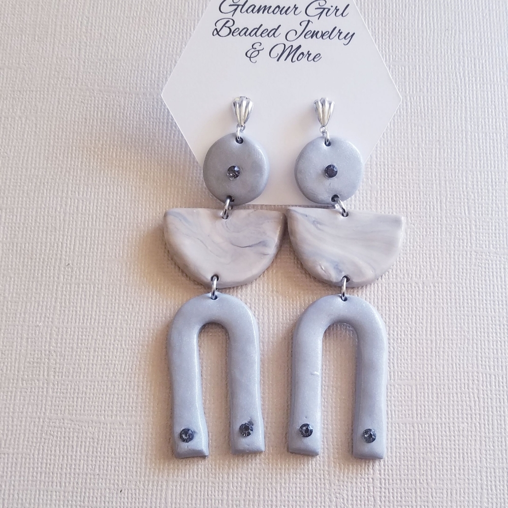 Neutral colored polymer clay earrings